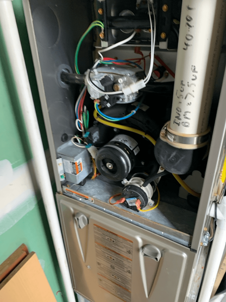 Electrical components of a piece of HVAC equipment in Bowie